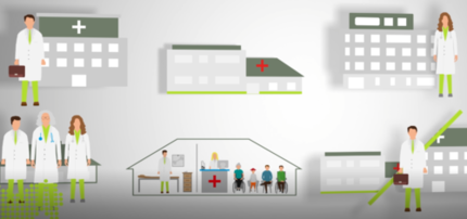 Screenshot animierte Ärzte und Gebäude